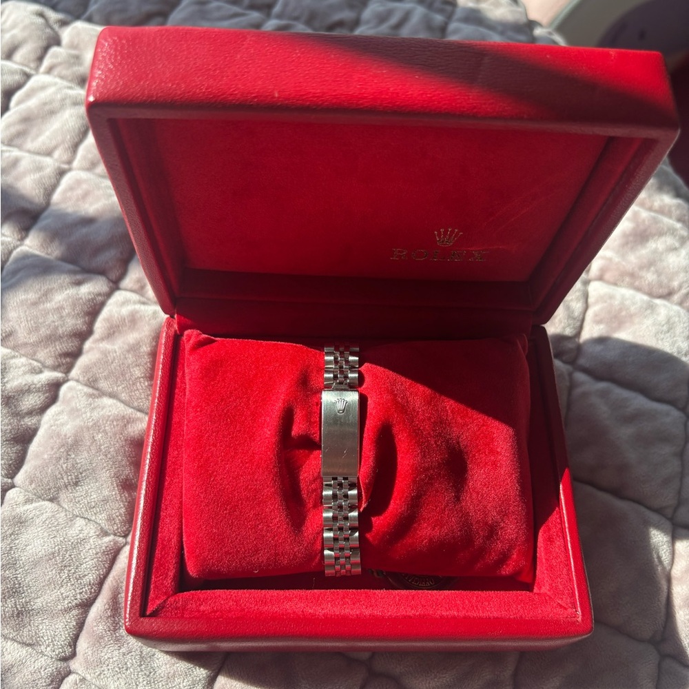 Rolex Silver Watch with Black Dial - Picture 2 of 2